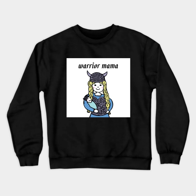 Warrior mama - blonde Valkyrie mom Crewneck Sweatshirt by bettyretro